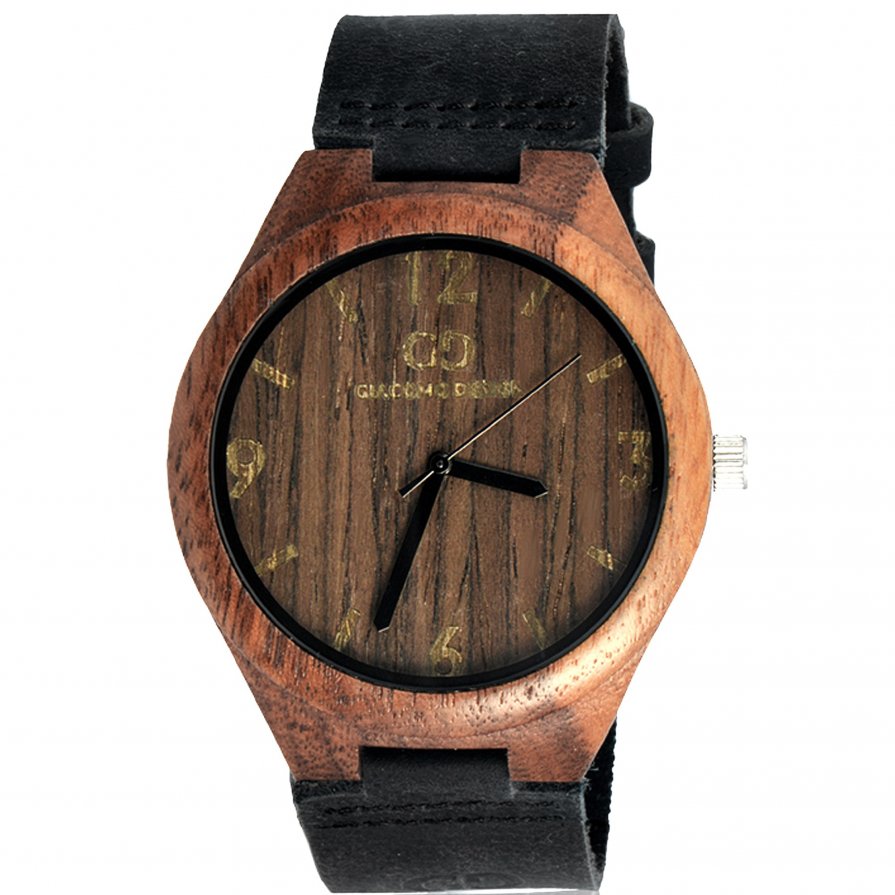 Men's watch Giacomo Design GD08004 Walnut Wood leather strap