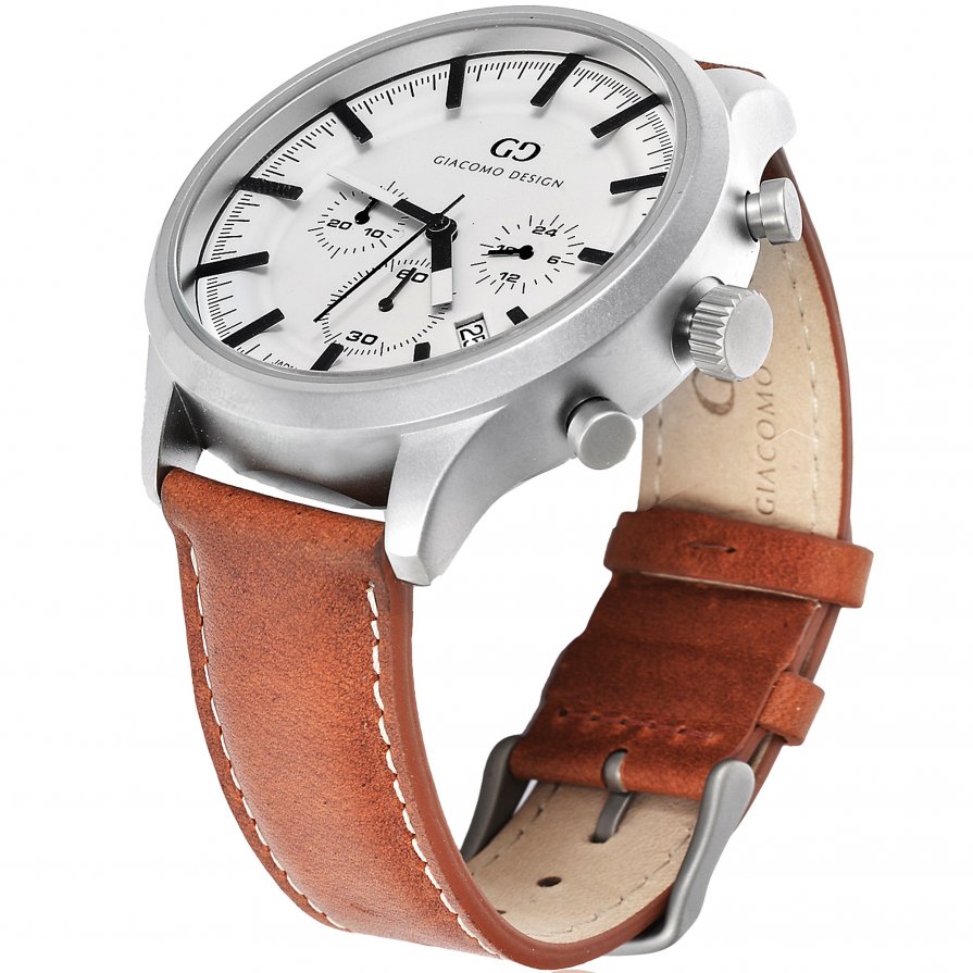 Giacomo Design Classico White/Brown Leather