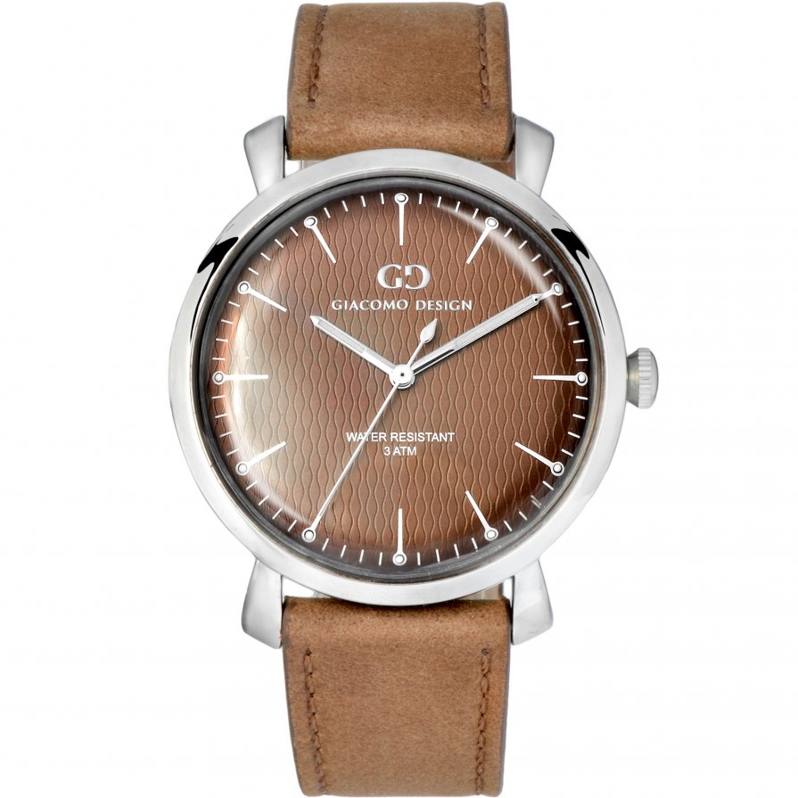 Elegant men's watch Giacomo Design GD9005 leather strap