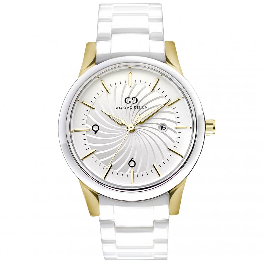 Giacomo Design watch Ceramica White/Gold