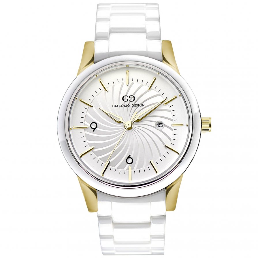 Giacomo Design watch Ceramica White/Gold