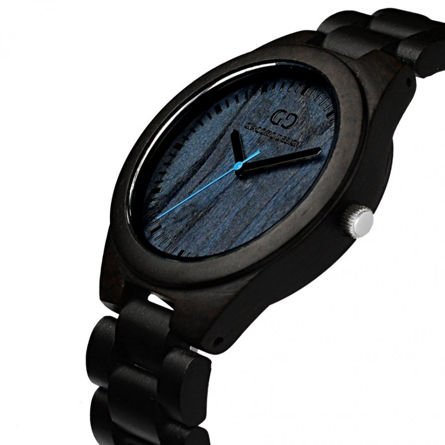 Giacomo Design wood watch Bellezza Semplice Ebony wood blue eye