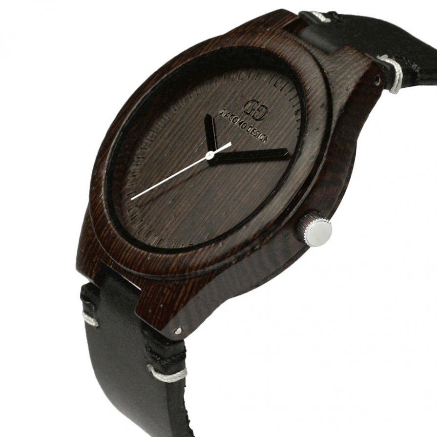 Men's watch Giacomo Design Legno Sul Bar duble wange thick leather strap