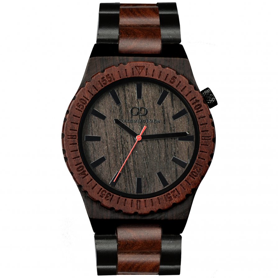 Giacomo Design wood watch Orologio Massiccio ebony wood red/black sandalwood