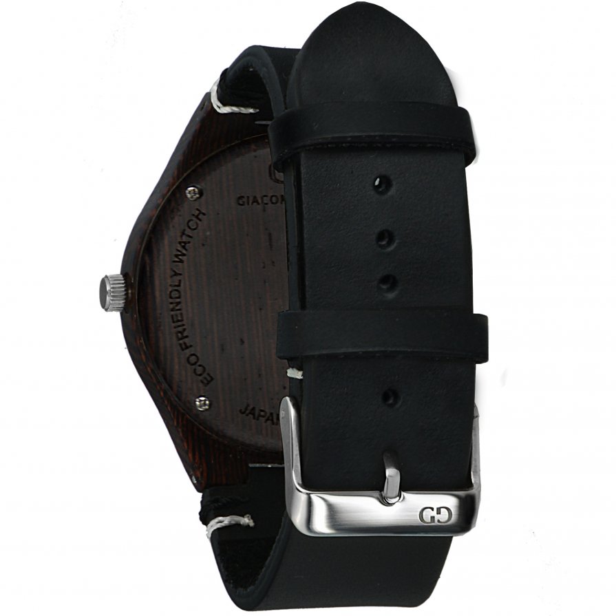 Men's watch Giacomo Design Legno Sul Bar duble wange thick leather strap