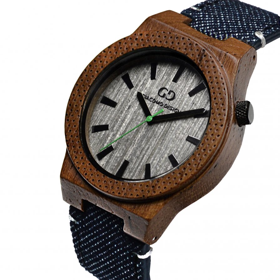 Men's wood watch Giacomo Design Orologio Massiccio teak wood