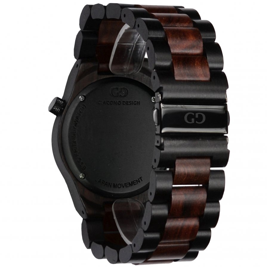 Giacomo Design wood watch Orologio Massiccio ebony wood red/black sandalwood