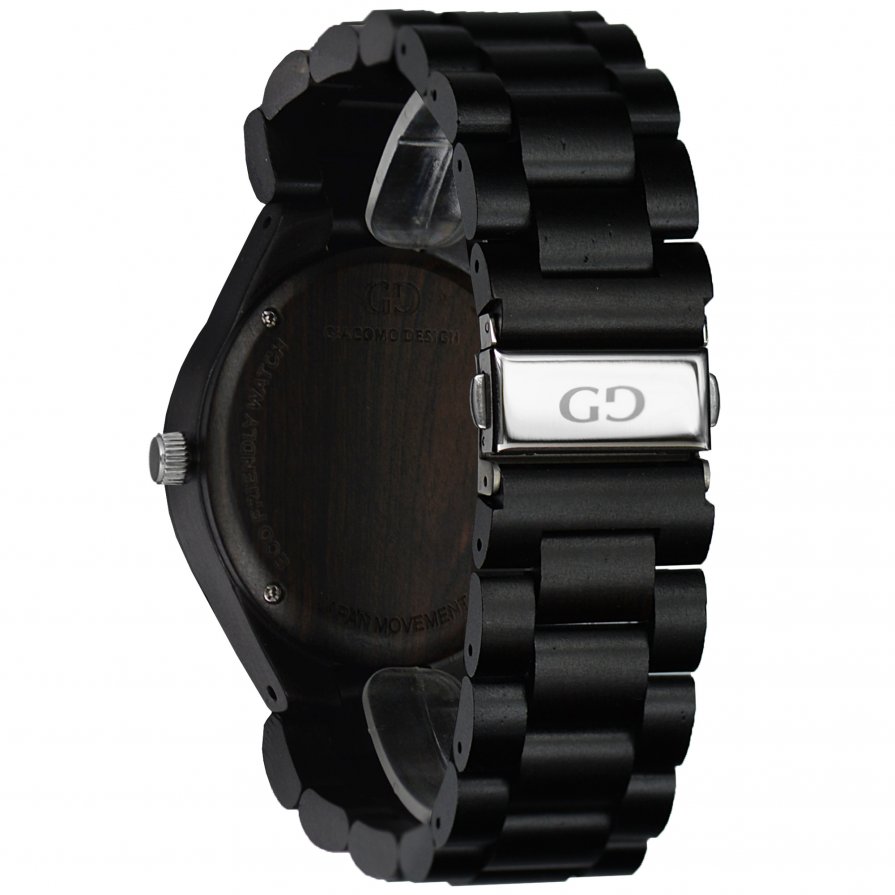 Giacomo Design wood watch Bellezza Semplice Ebony wood blue eye